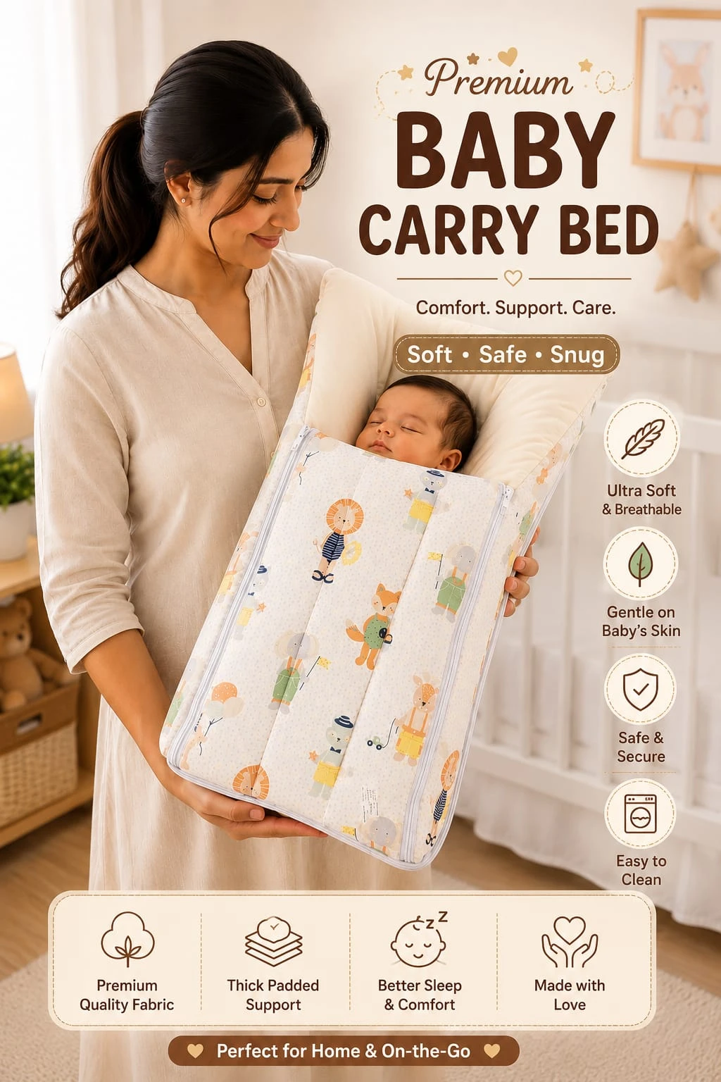 Premium Baby Sleeping Bed | Soft Portable Baby Bedding Set for Newborns